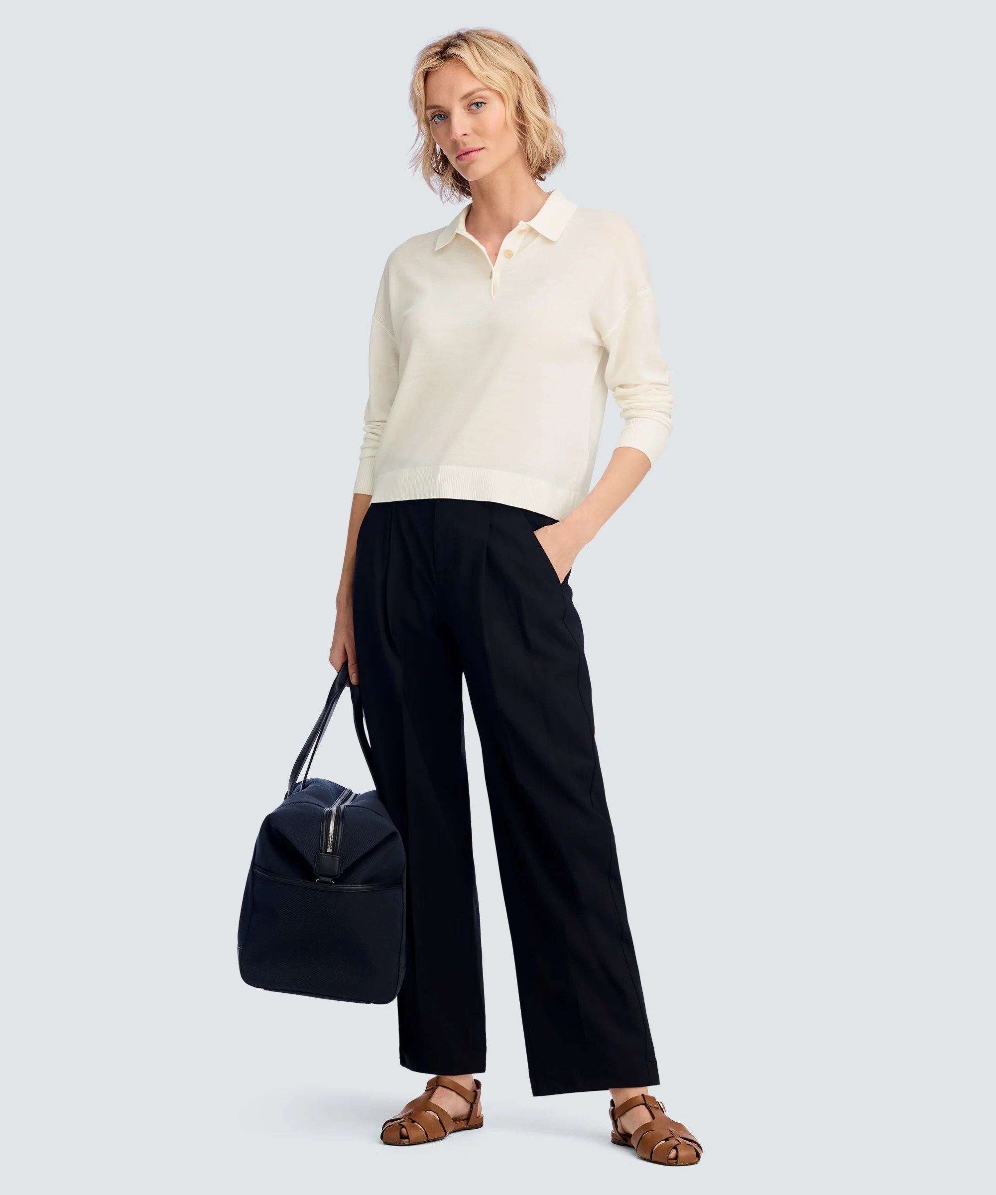 Women’s Long Sleeve Fine Knit Polo - Image 3