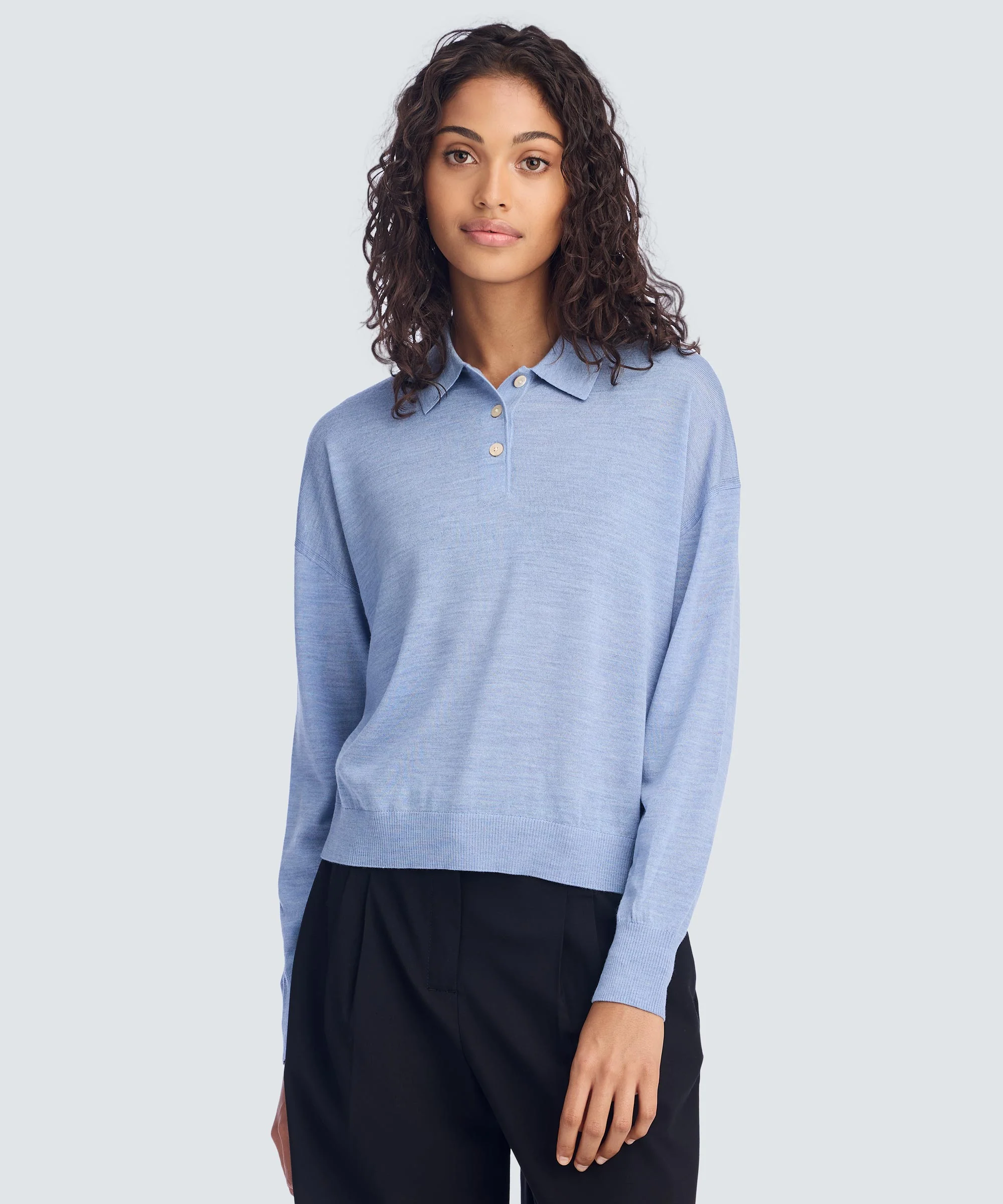 Women’s Long Sleeve Fine Knit Polo - Image 7