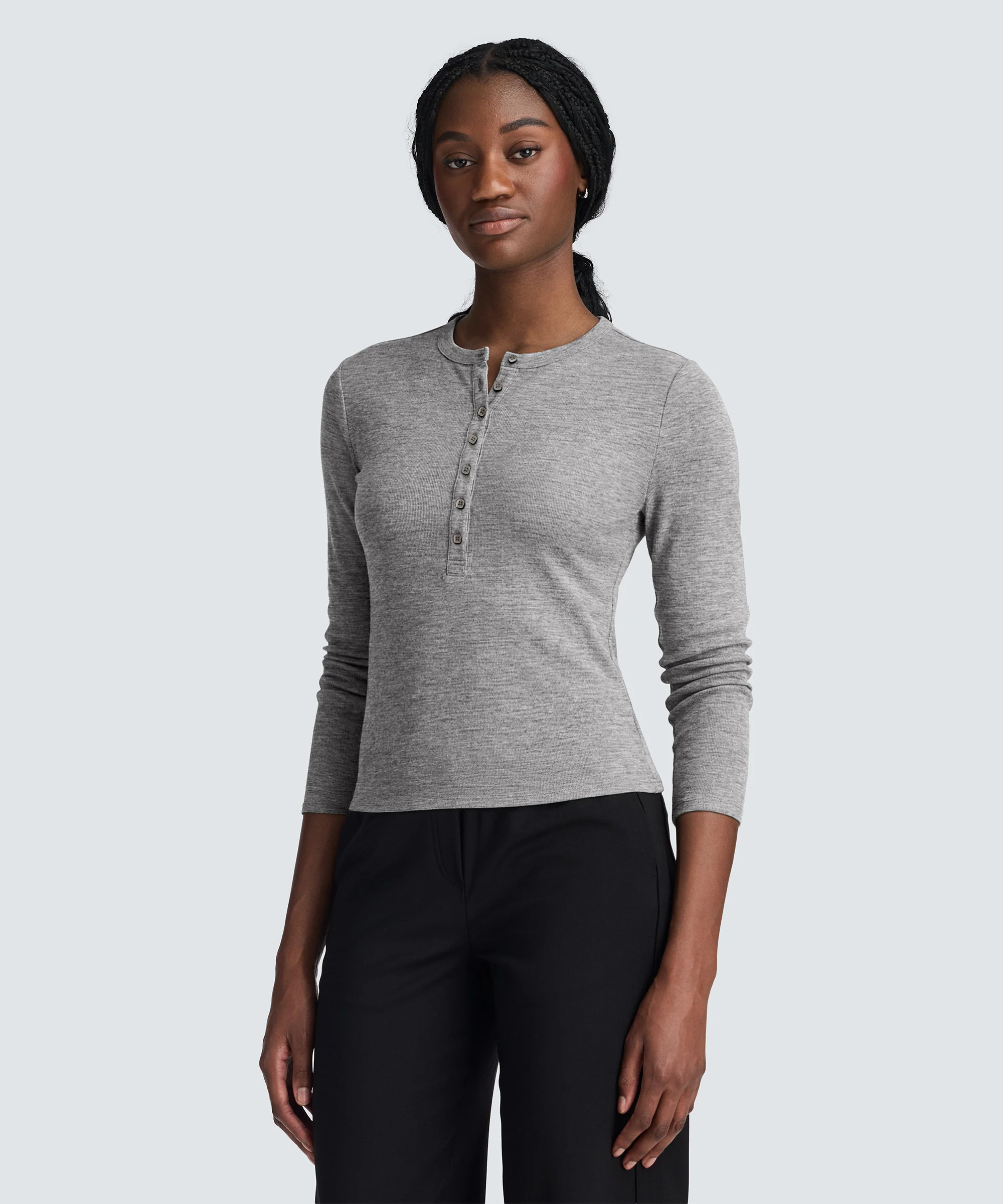 Women's Merino Rib Henley - Image 2
