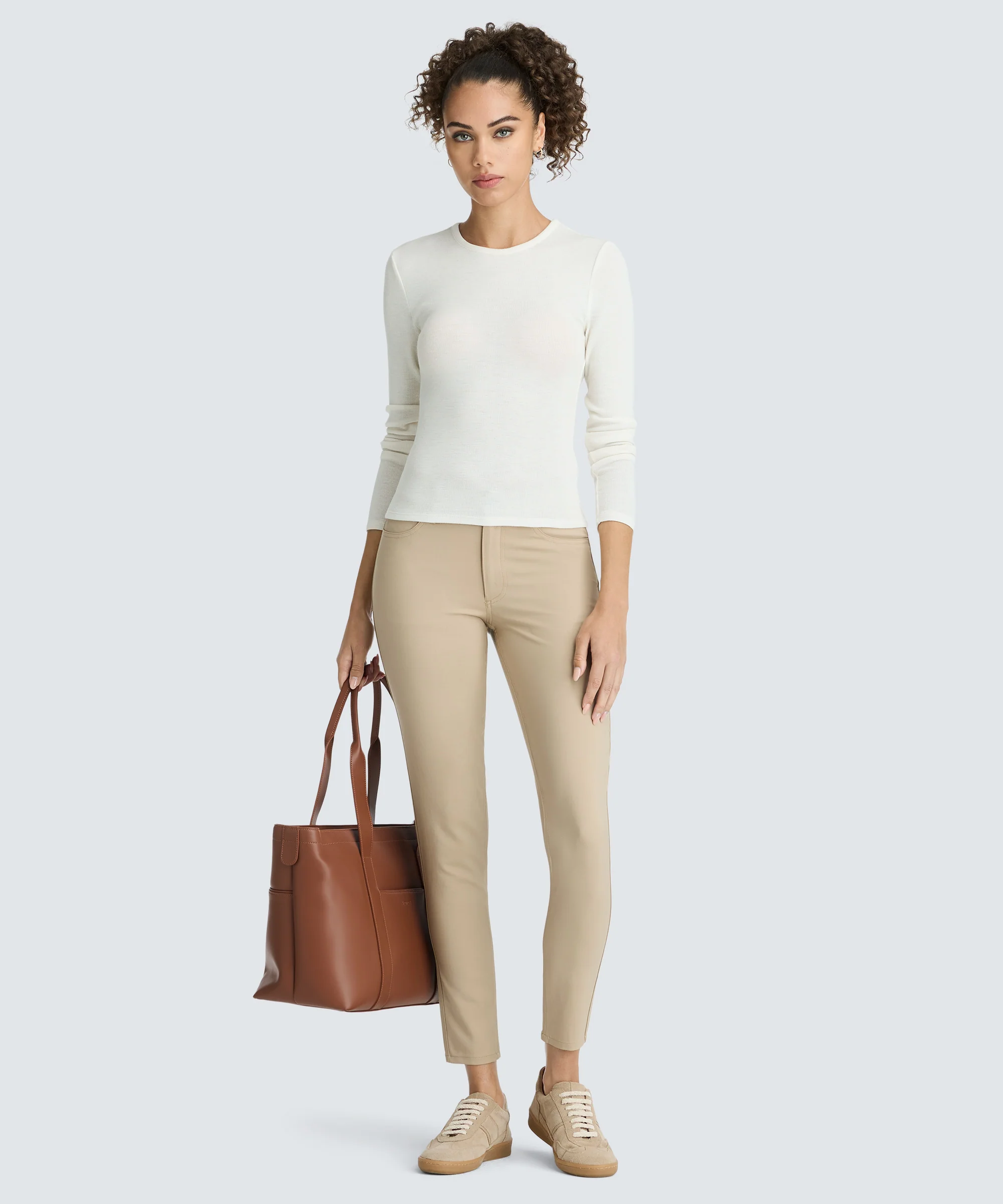 Women's Rib Fitted Long Sleeve Crew - Image 20